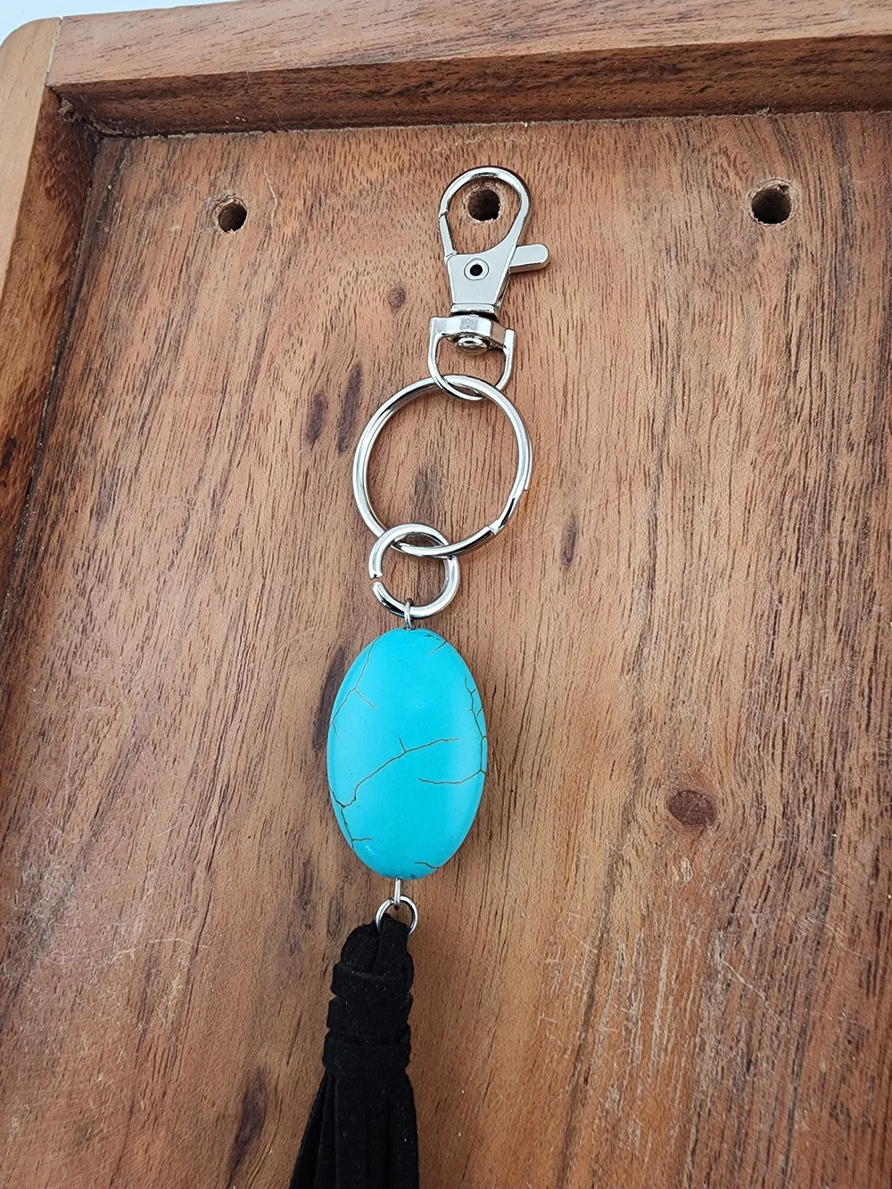 Turquoise Stone Tassel Keychain